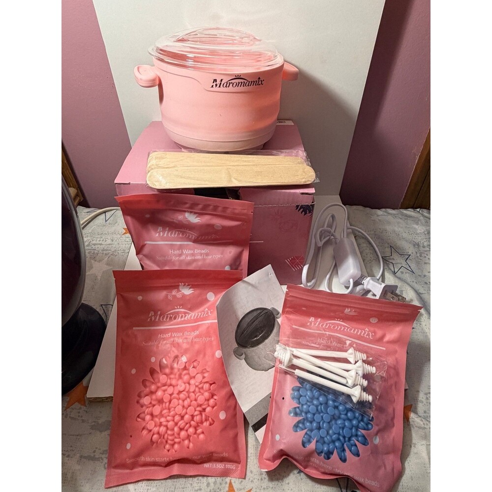 Maromamix Waxing Kit - Silicone Wax Warmer - 3 Unopened Wax Beads - Used once